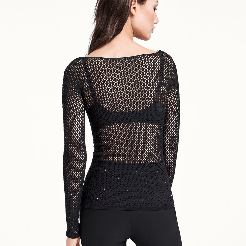 Wolford JEANNE Wool Mesh Pullover Swarovski Elements Black Crystals Sweater NEW - Picture 12 of 12
